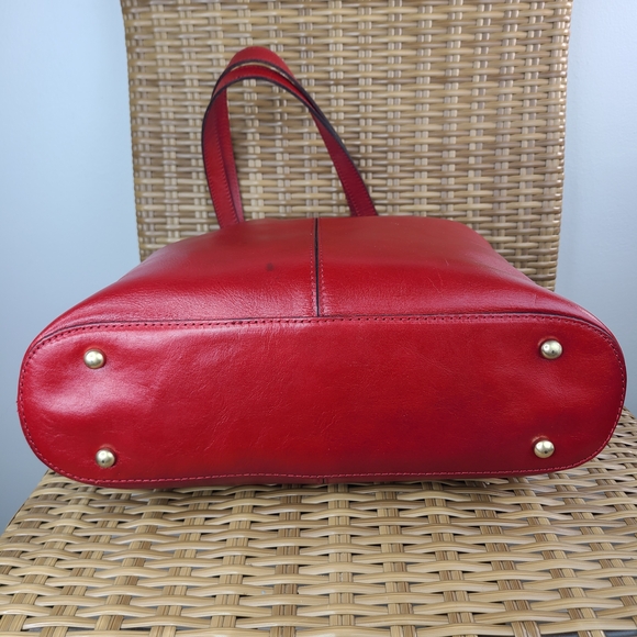 Patricia Nash Convertible Red Leather Tote Shoulder Bag - Picture 10 of 16